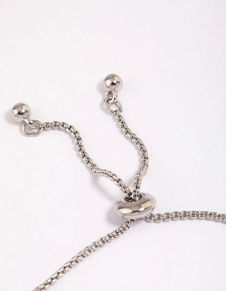 Rhodium Dainty Cupchain Toggle Bracelet