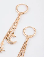 Gold Celestial Cupchain Drop Earrings