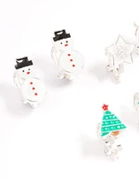 Kids Christmas Snowman Clip On Earrings 5-Pack