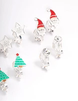 Kids Christmas Snowman Clip On Earrings 5-Pack