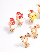 Kids Christmas Star Clip On Earrings 5-Pack