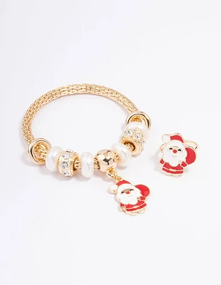 Kids Gold Christmas Santa Bracelet & Ring Pack