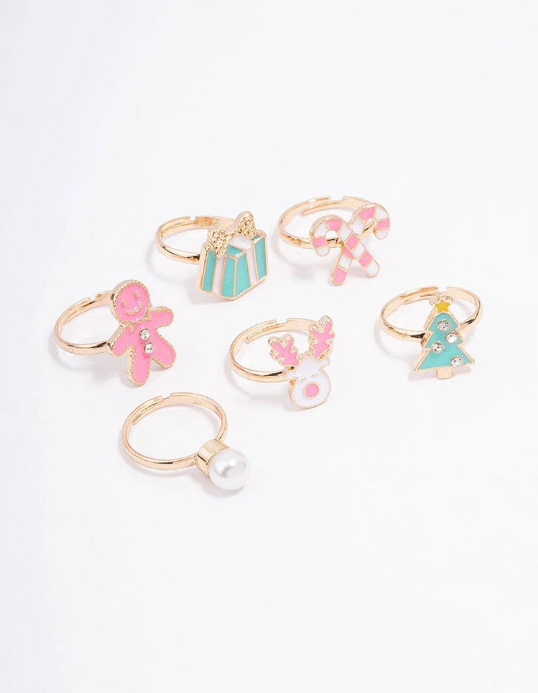 Kids Christmas Gingerbread Ring 6-Pack