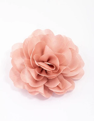 Pink Fabric Ruffle Flower Corsage