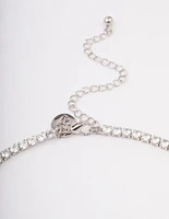 Rhodium Heart Pendant Earrings & Necklace Set