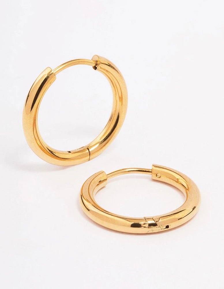 Gold Plated Surgical Steel Medium Polished Hoop Earrings