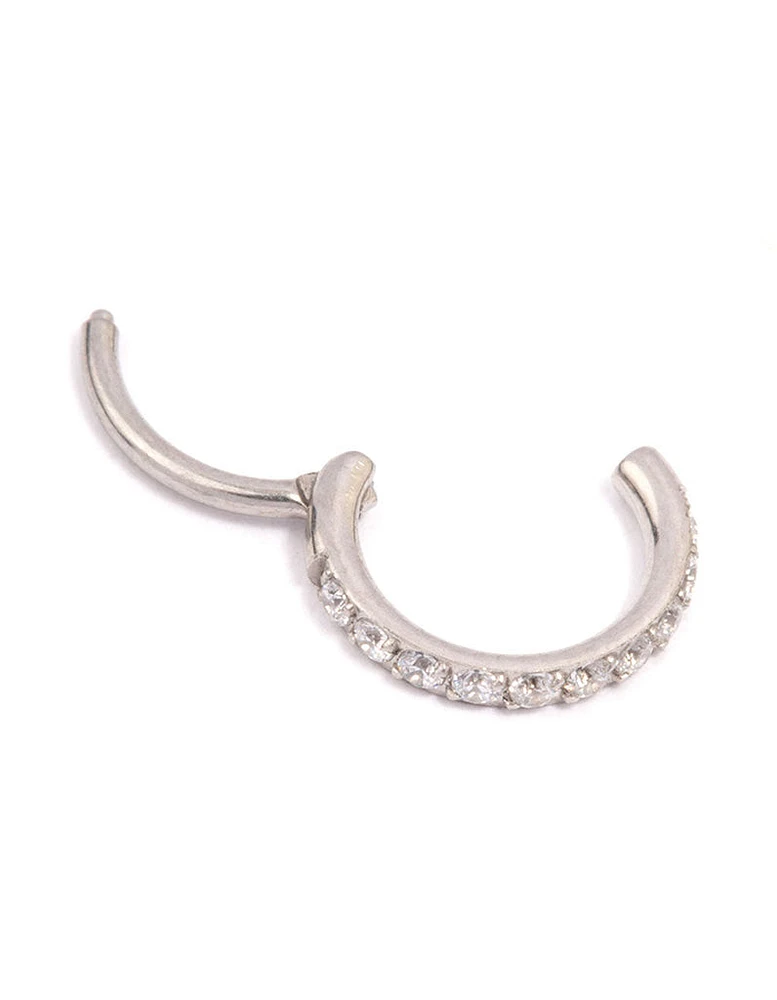 Surgical Steel Pave Clicker Ring 6mm