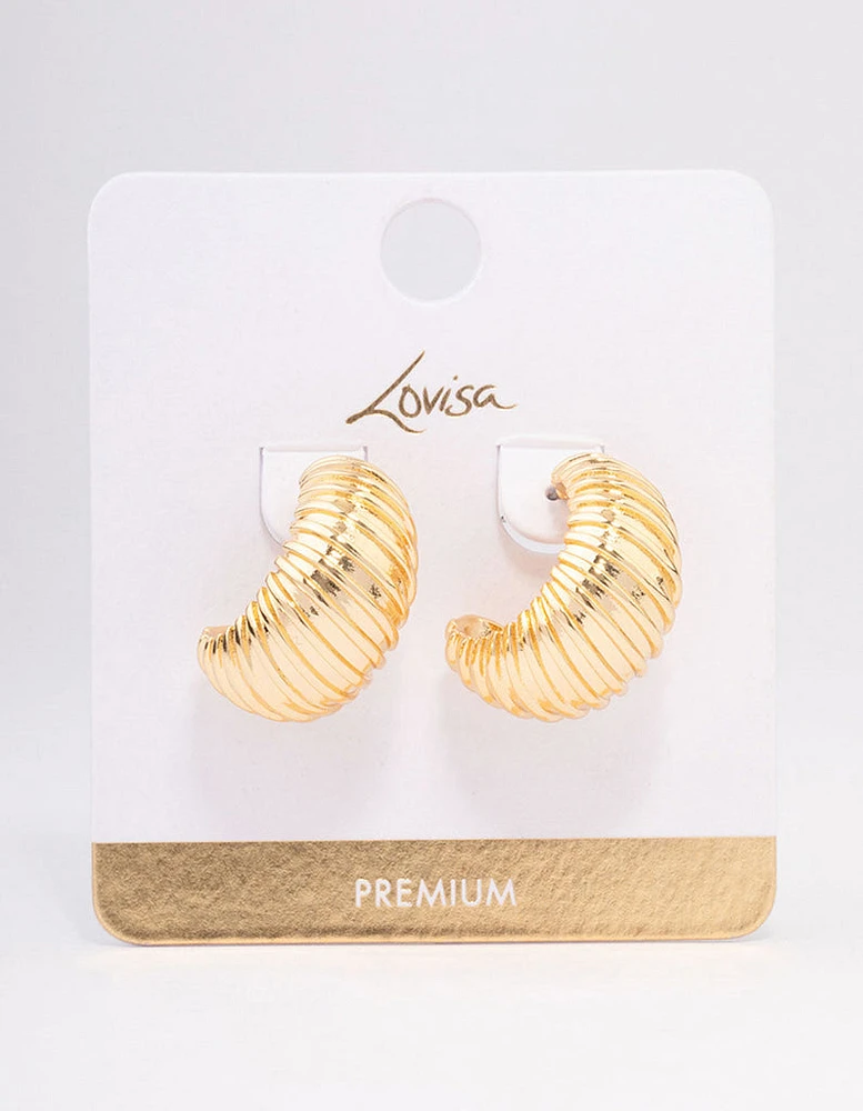 Gold Plated Bold Croissant Hoop Earrings