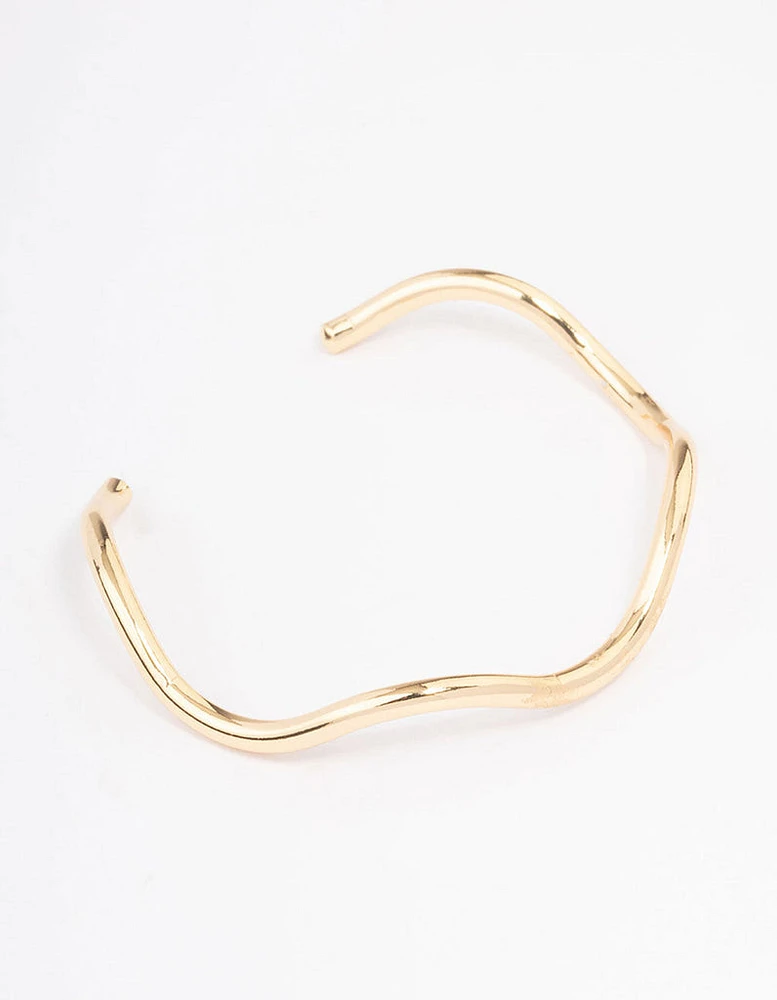 Gold Plated Wavy Wrist Cuff