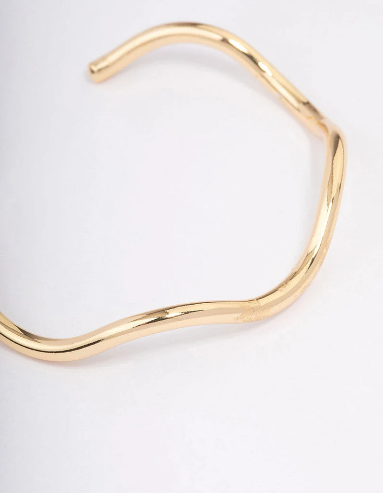 Gold Plated Wavy Wrist Cuff