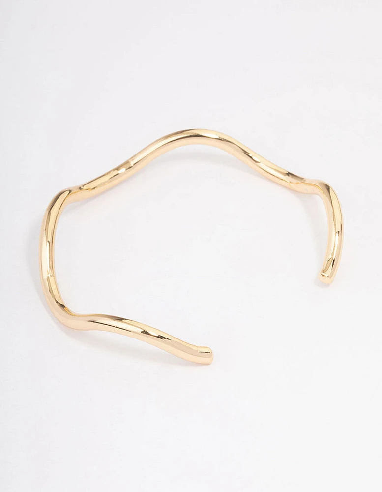 Gold Plated Wavy Wrist Cuff