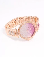 Rose Gold Coloured Ombre Sparkle Watch