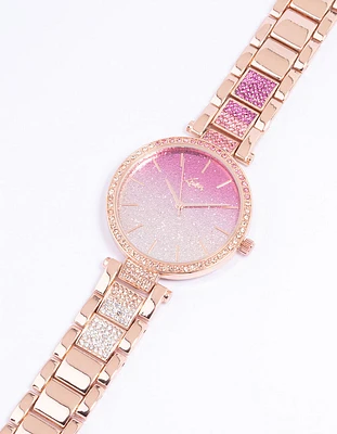 Rose Gold Coloured Ombre Sparkle Watch