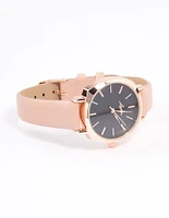 Blush Coloured Faux Leather Alternate Marker Watch