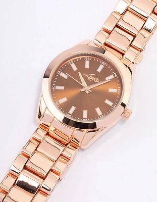 Rose Gold Coloured Thick Marking Oyster Watch