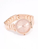 Rose Gold Coloured Crystal Dial Watch