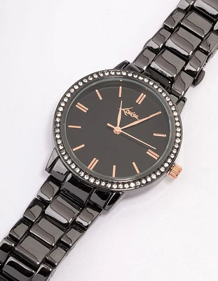 Black Crystal Bezel Watch