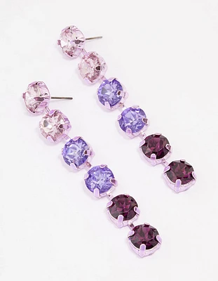 Purple Ombre Diamante Drop Earrings