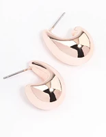 Rose Gold Chunky Teardrop Hoop Earrings