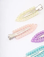 Rainbow Mini Diamante Flower Hair Clip 4-Pack