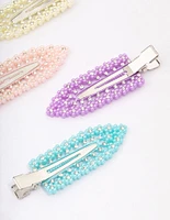 Rainbow Mini Diamante Flower Hair Clip 4-Pack