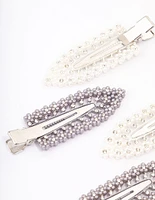 Rhodium Diamante Hair Clips 4-Pack