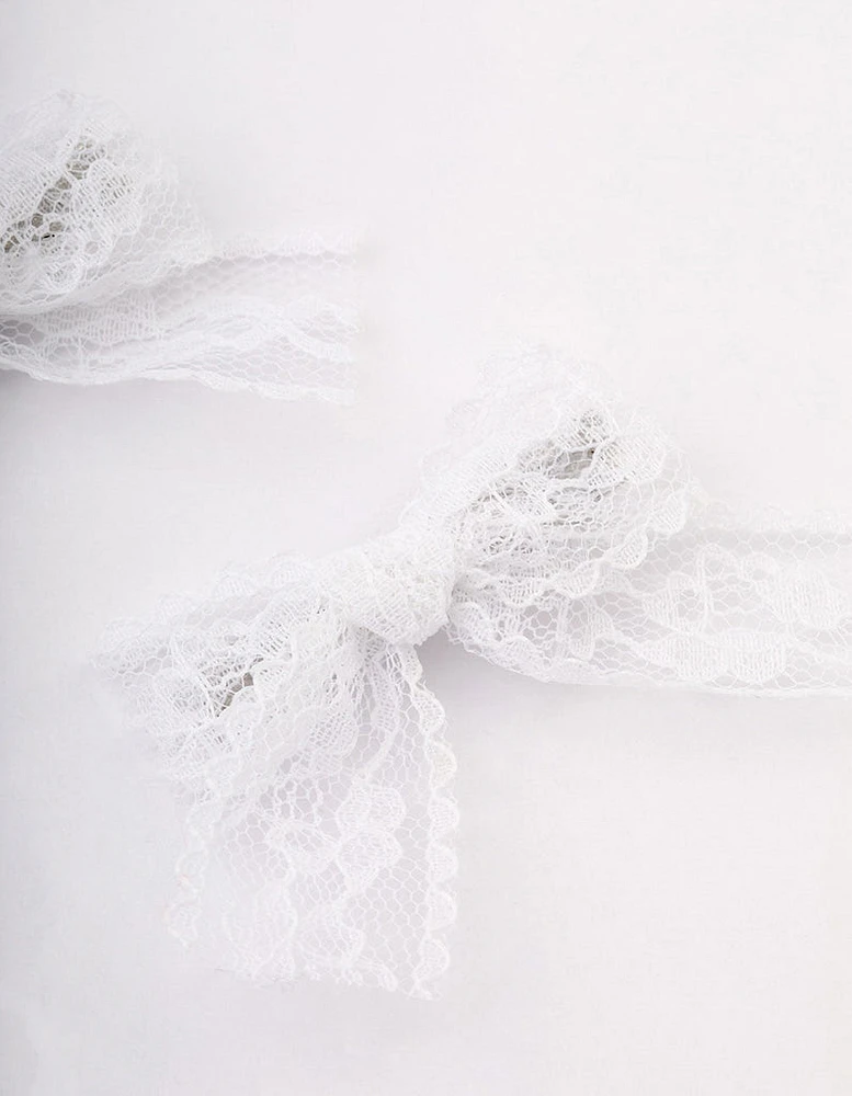 White Lace Hair Bow Pack