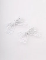 White Lace Hair Bow Pack