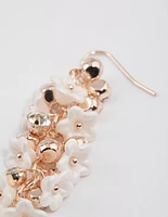 Rose Gold Multi Diamante Petal Drop Earrings
