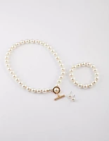 Gold Pearl Matching Jewellery Set