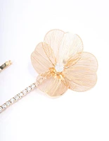 Gold Flower & Diamante Hair Clips 2-Pack