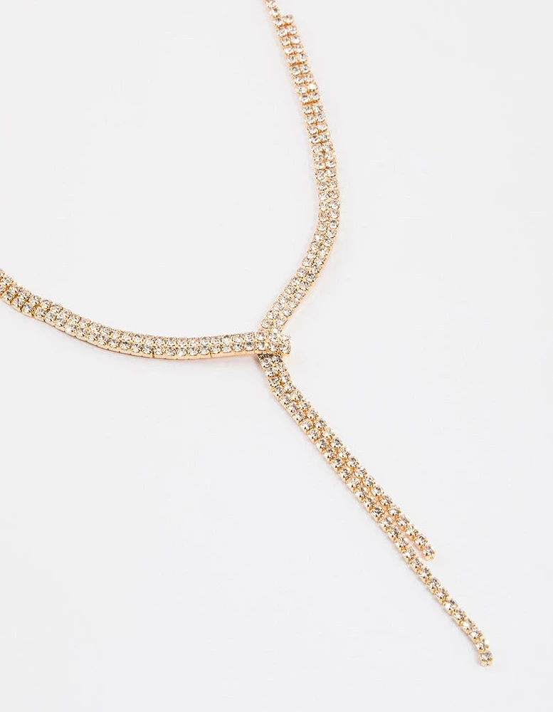 Gold Dainty Ribbon Y-Shaped Necklace