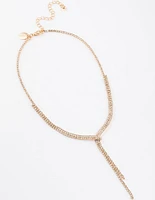 Gold Dainty Ribbon Y-Shaped Necklace