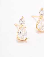 Gold Plated Sterling Silver Pear Crystal Drop Earrings