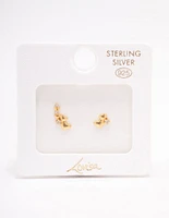 Gold Plated Sterling Silver Graduating Heart Crawler Stud Earrings