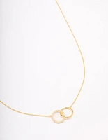 Gold Plated Sterling Silver Paved Link Hoop Necklace