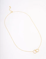 Gold Plated Sterling Silver Paved Link Hoop Necklace