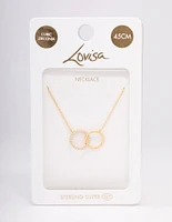 Gold Plated Sterling Silver Paved Link Hoop Necklace