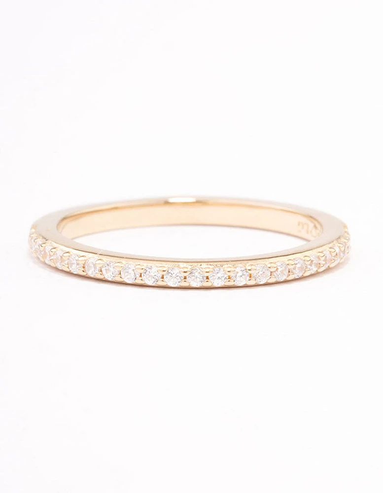 Gold Plated Sterling Silver Cubic Zirconia Pave Ring