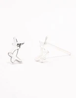 Sterling Silver Double Open Butterfly Stud Earrings