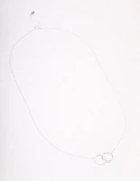 Sterling Silver Pave Link Hoop Pendant Necklace