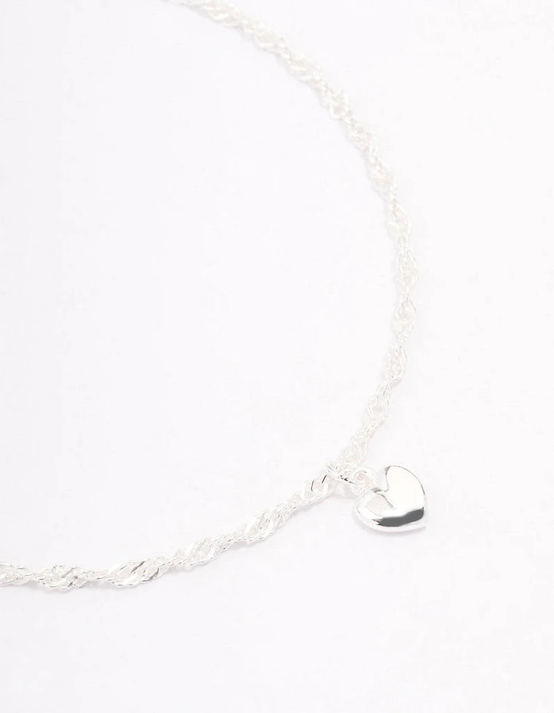 Sterling Silver Simple Heart Bracelet