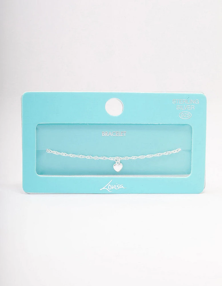 Sterling Silver Simple Heart Bracelet