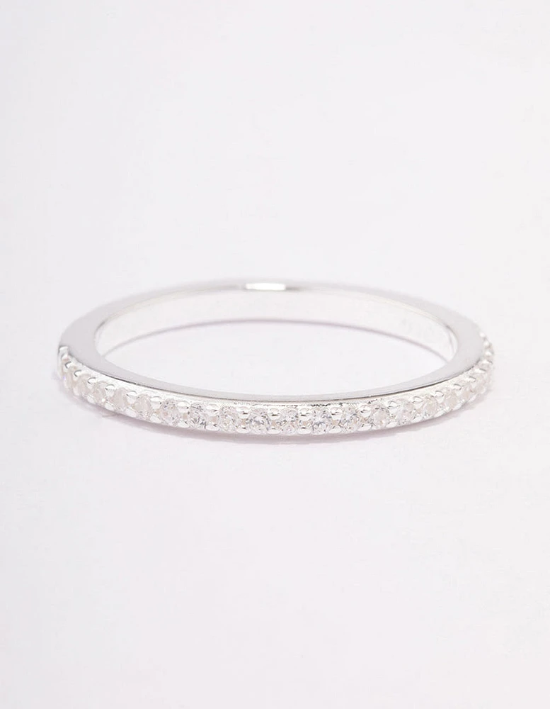 Sterling Silver Cubic Zirconia Pave Band Ring