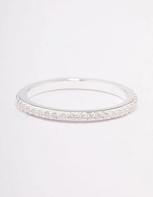 Sterling Silver Cubic Zirconia Pave Band Ring