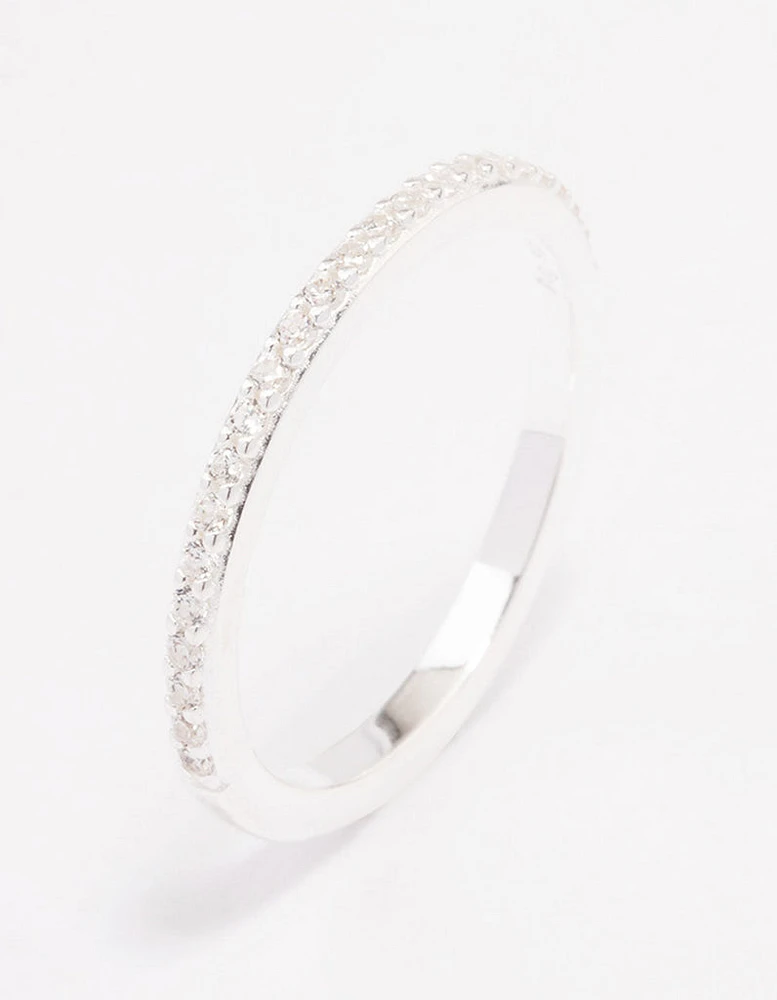 Sterling Silver Cubic Zirconia Pave Band Ring