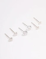 Sterling Silver Graduating Cubic Zirconia Earring 3-Pack