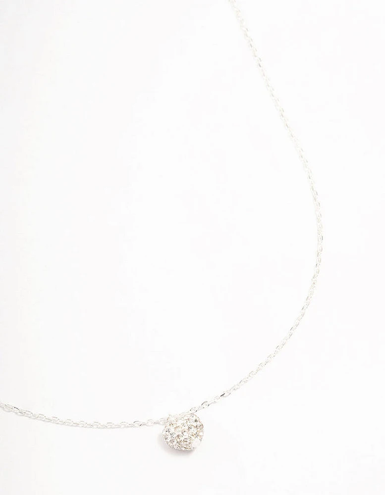 Sterling Silver Pave Heart Pendant Necklace