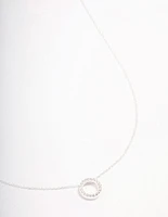 Sterling Silver Pave Circle Pendant Necklace