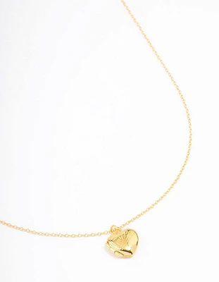 Gold Plated Sterling Silver Heart Locket Pendant Necklace